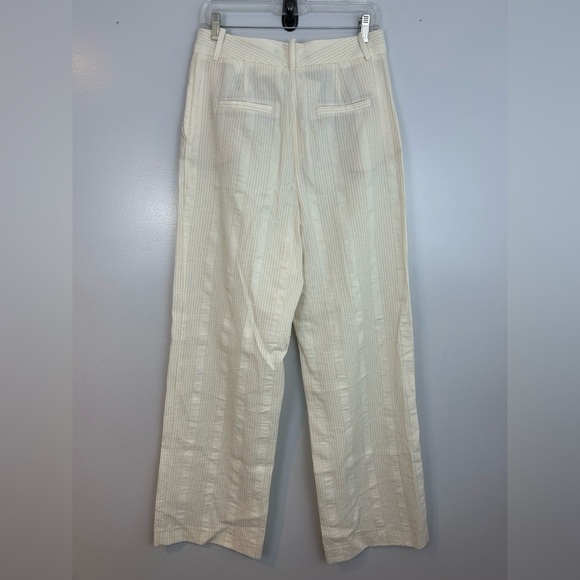 NWT Zara Cream Lightweight Straight Leg Striped Casual Trouser Pants Medium - Picture 5 of 8